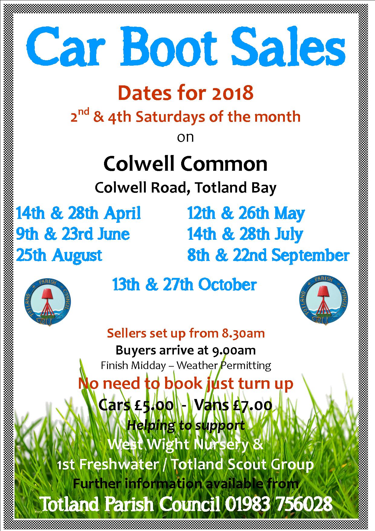 Totland Parish Council, Isle of Wight » 2018 Totland Car Boot Sales Totland Parish Council, Isle of Wight » 2018 Totland Car Boot Sales